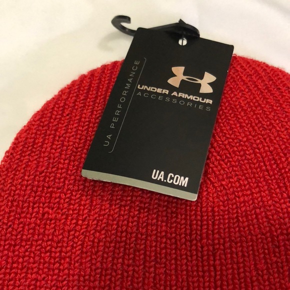 New Under Armour Men’s Hat Beanie Red - Picture 2 of 4